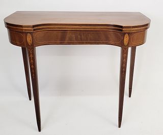 Antique Centennial Satinwood Inlaid Card Table, 19th Century