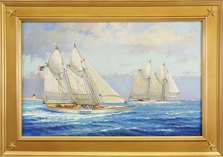 William Lowe Oil on Linen "Yachting Nantucket"