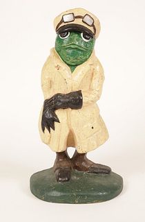 Cast Iron Painted Doorstop of a Toad from "Wind in The Willows"