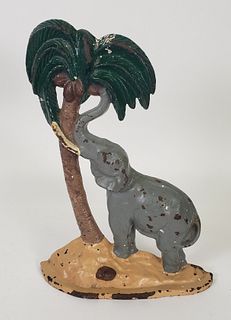Antique Figural Cast Iron Elephant Doorstop