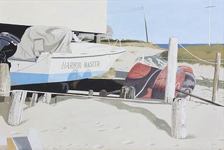 John Austin Tempera on Artist Board "Brant Point Boathouse"