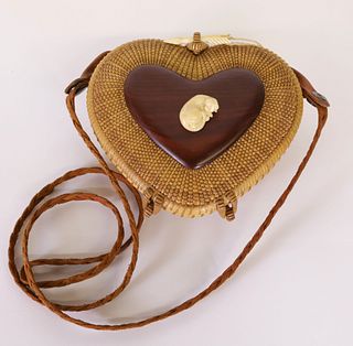 Nap Plank Heart Shaped Nantucket Friendship Basket, circa 1999