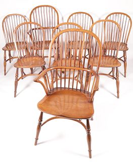 Set of Eight English Bowback Windsor Dining Chairs