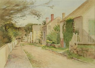 Jane Brewster Reid Watercolor on Paper Nantucket Street Scene