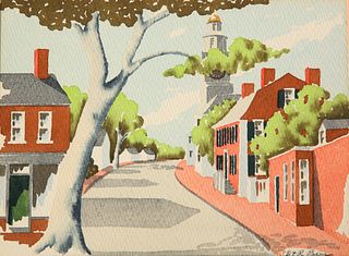 Doris and Richard Beer Watercolor on Paper "Orange Street, Nantucket"