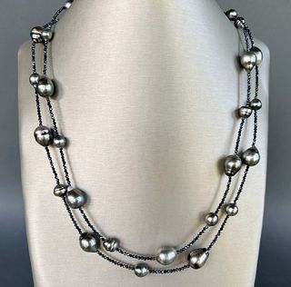 Tahitian South Sea Pearl and Spinel Necklace