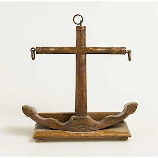 Antique Pipe Rack Made of Oak & Copper from HMS Victory