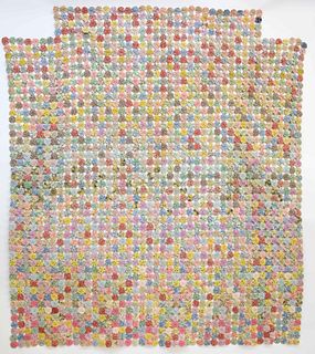 Vintage Colorful Yoyo Quilt Containing approx. 1900 Pieces, circa 1930s
