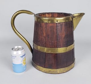 Antique English Oak Brass Bound Rum Pitcher