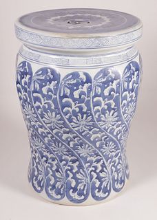 Vintage Chinese Blue and White Petite Garden Stool, early 20th Century