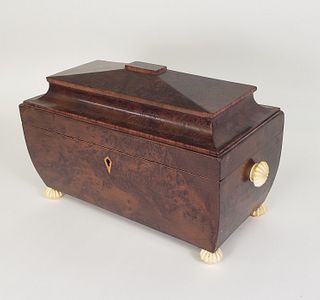 Antique English Burlwood Jewelry Box, 19th Century