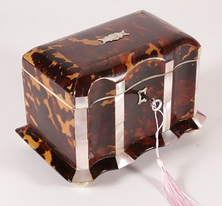British Regency Mother of Pearl and Tortoise Shell Tea Caddy, 19th Century