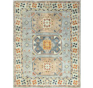 Fine Light Gray Hand Knotted Wool Armenian Inspired Oriental Carpet, 200 Knots per Square Inch