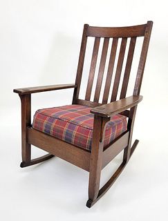 Signed Limbert Arts & Crafts Mission Oak Rocking Chair