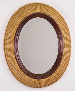 Ritch Leone Nantucket Basket-Weave Oval Wall Mirror