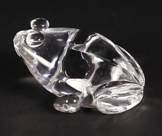 Signed Steuben Clear Glass Frog