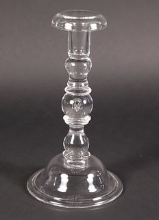 Signed Steuben Clear Glass Candlestick