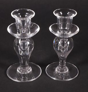 Pair of Vintage French St. Louis Crystal Candlesticks
