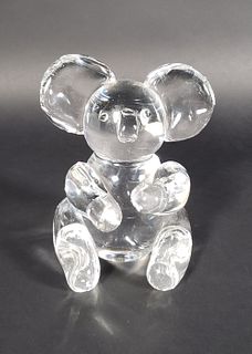 Signed Steuben Clear Crystal Figural Koala Bear Sculpture