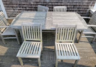 Rockwood Outdoor Teakwood Dining Table and Six Chairs