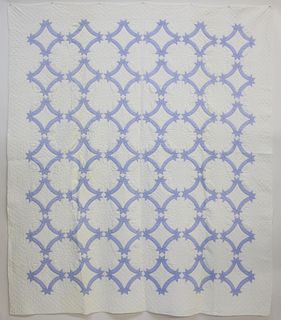 Vintage Lavender and White "Wedding Ring Variation" Quilt, circa 1930s