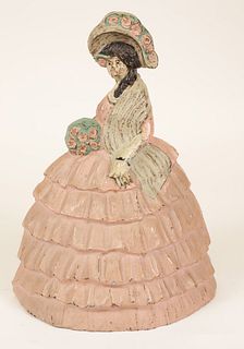 Cast Iron Painted Doorstop of a Southern Belle