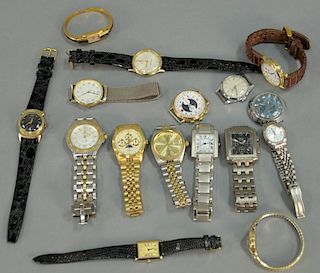 Group of 16 wristwatches, mostly mens.