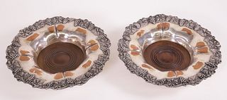 Pair of Antique Silver Plated Wine Coasters