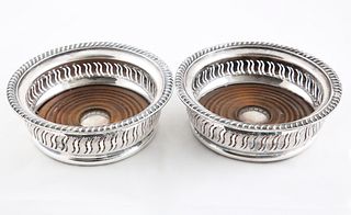 Pair of Sheffield Silver Plate Wine Coasters, 19th Century