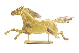 Gilt Cast Metal Galloping Horse Bas-Relief Sculpture