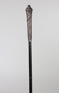 Lady's Art Nouveau Silver Grip Walking Stick, late 19th Century