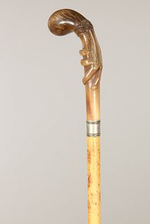 Lady's Art Nouveau Feminine Hand Cane, late 19th Century