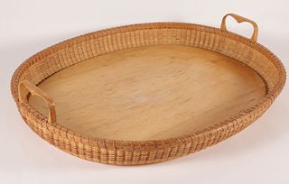 Arthur R. Martin Oval Nantucket Basket Tray with Applied Handles
