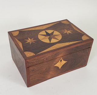 Antique Bird's Eye Maple Star Inlaid Box