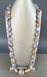 Polished Chalcedony Stone Graduated Nugget Necklace