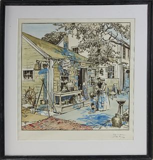 Tony Sarg Colored Print "Ye Old Curiosity Shop", circa 1924