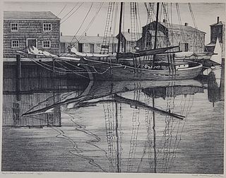Ruth Haviland Sutton Limited Edition Nantucket Etching, "Reflections"