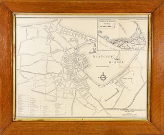 Vintage Nantucket Harbor and Street Map for the Ship's Inn, Fair Street, Nantucket, Massachusetts