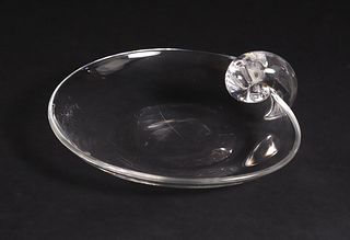Signed Steuben Clear Glass Canape Dish