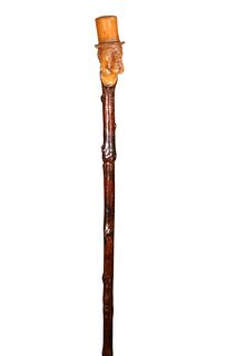 Vintage Carved Willow Branch Abe Lincoln Portrait Walking Stick