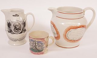 Group of Three Various Transfer Printed Vessels
