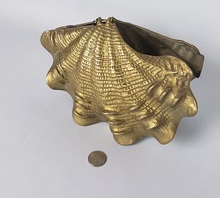 Vintage Solid Brass Figural Shell Form Box