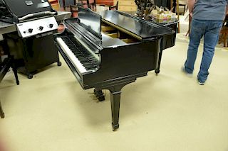 Wm. Knabe ebonized baby grand piano and bench, lg. 60in.