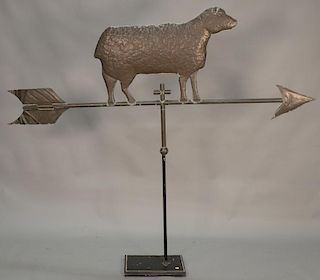 Large 20th century copper sheep weathervane. ht. 68", lg. 80"