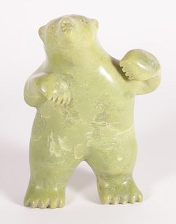 Inuit Hand Carved Green Stone Standing Polar Bear