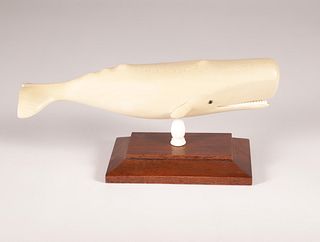 Scott Marks Carved Cherry Wood Sperm Whale, circa 2014