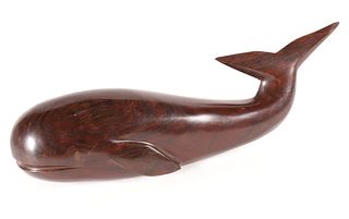 Contemporary Carved Wood Tropical Whale