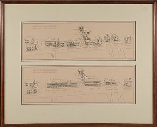Two Nantucket Street View Prints of "Before and After The Great Fire of 1846"