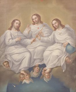 Spanish School Oil on Canvas "The Holy Trinity", late 17th/early 18th Century