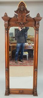 Victorian walnut pier mirror. ht. 84in., wd. 34in.